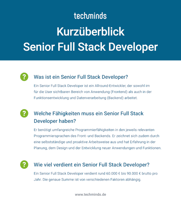 Kurzüberblick Senior Full Stack Developer