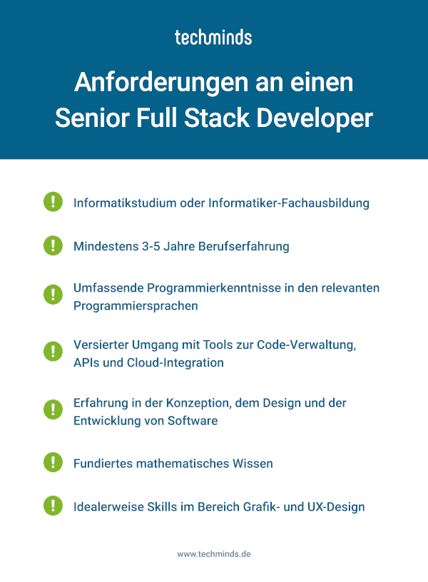 Senior Full Stack Developer Anforderungen