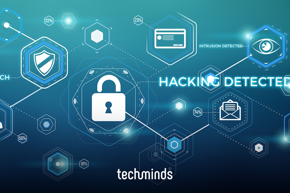 Cyber-Security-Grafik mit Schloss, Schild und Warnhinweis, Jobprofil Security Engineer