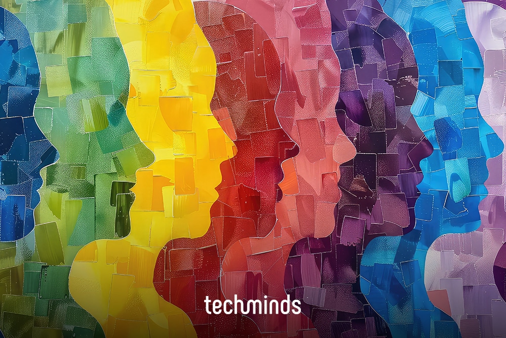 Bunte Mosaik-Profile als Sinnbild für Vielfalt im Team, Diversity Management