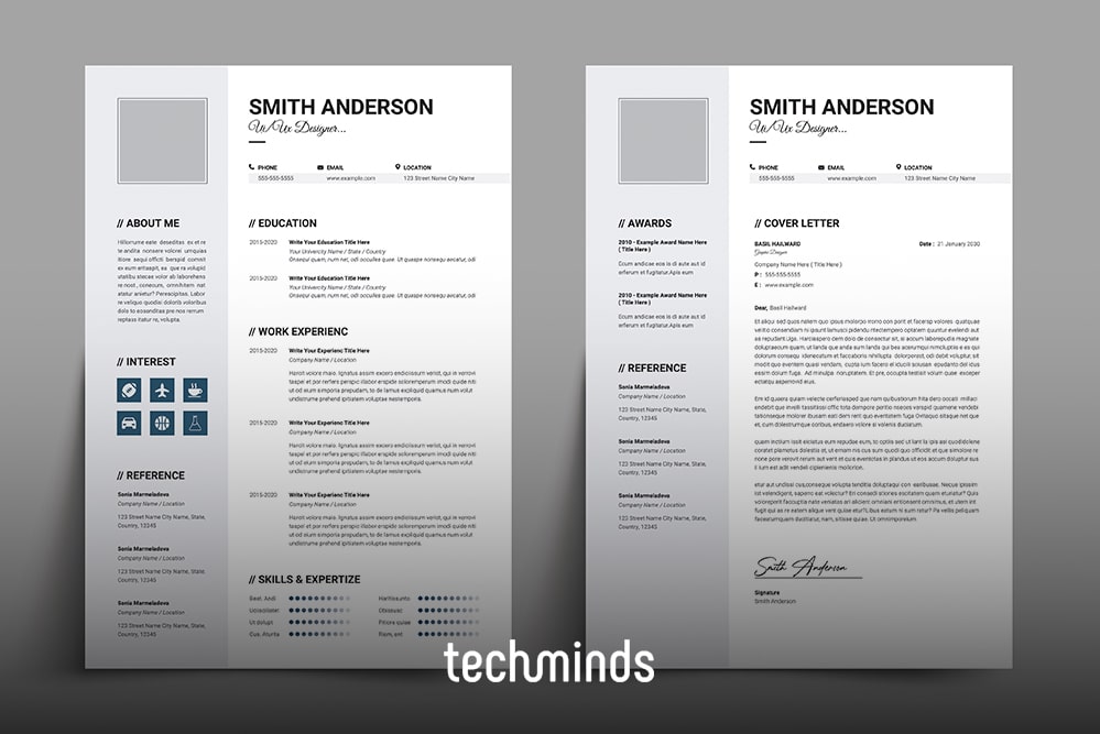 Modernes Lebenslauf-Template mit Anschreiben, professionellem Design und klarer Struktur.