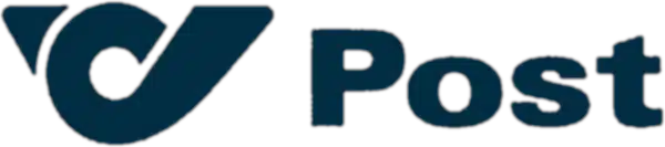 Kundenlogo „Post: dunkelblaues Emblem mit geschwungenem Bogen und Schriftzug für Postdienstleistungen.